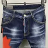 Herren-Jeans, Designer-Jeans, Typ 9839, Herren-Jeanshose mit sekundärer quadratischer Patch-Stickerei, Ahornblatt-Buchstaben, Grundweiß, kleines Bein WPN6