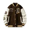Men's Jackets American Trend Stitching Baseball Uniform Youth Embroidered Loose Jacket for Men Letter Striped Collar Windproof Couple Outfit 231212