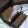 Bangle Baguette Cut Zircon Luxury Silver Color Party Engagement Bangles Bracelets For Women Bridal Wedding Accessaries