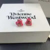 Designer Viviene Westwood New Viviennewestwood Empress Dowager Xis Colorful Lacquer Love Moon Saturn Earrings Female Minority Design Mini Planet Earrings and Ea