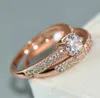 Luxury Female Crystal Zircon Wedding Ring Set 18KT Rose Gold Filled Fashion Jewelry Promise Love Engagement Rings For Women Band1985830