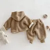 Kledingsets Baby Meisje Jongen Lamswollen Kleding Set Fleece Winterjas Broek 2 Stuks Peuter Kind Duffel Dikke Pluche uitloper 6M-3Y