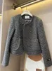 Damenjacken Frauen Marke Luxus Chic Tweed Wollmantel Retro Anzugjacke Top Casaco Outwear mit Baumwolle verdicken Herbst Winter Koreanisch 231212
