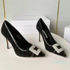 Crystal buckle decoration Pumps cotton material Denim High heels Pointed toe Slip-on Stiletto heel women's Designer Evening