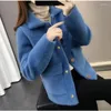 Frauen Jacken Mantel 2023 Winter Koreanische Version Nachahmung Nerz Samt Anzug Kragen Langarm Tasche Lose Fee Strickjacke Jacke