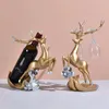 TABLETOP WINE RACKS Golden Deer Rack Home Decoration Ornament Creative Bottle Holder Retro Storage Desktop Goblet Display Stand 231213