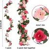 Ghirlande di fiori decorativi 1 pz Vite artificiale 45 pz 69 pz Rosa Decorazione di nozze fai da te Fiore finto Home Room Decor Appeso a parete Ghirlanda Piante 231213