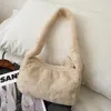 Shoulder Bags Autumn Winter Furry One-shoulder Armpit Bag Fashion Hand-held Plush Contracted Atmosphere Pure Color Cute