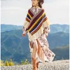 Scarves Office Air Conditioning Shawl Oversized Out Wear Winter Knitted Poncho Women Solid Design Cloak Female Long Coat Vintage