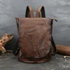 Schultaschen 2024 Winter Retro Geprägte Erste Schicht Kuh Echtes Leder Rucksack Freizeit Große Kapazität Frauen Tasche Vintage Reise Rucksäcke