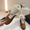 Autumn and winter new thick sole wool baseball snow boots Warm two wear lace-up casual women's ankle boots Luxury Designer Fashion Shoes Factory Shoe size 35-40 with box