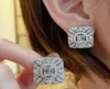 Ins Top Sell Stud Earring Vintage Jewelry 925 Sterling Silver T Princess Cut White Topaz CZ Diamond Gemstones Party Hollow Women W4852959