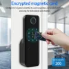 Serrature per porte App HahaLock Impronta digitale Smart Lock Cancello esterno impermeabile Password Bluetooth Scheda Rfid senza chiave Catenaccio Chiave meccanica 231212