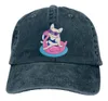 Berets Frenchie On Flamingo Pool Float Adulto Denim Chapéu de Sol Clássico Vintage Ajustável Boné de Beisebol7503666