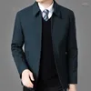 Jaquetas masculinas roupas de escritório outerwear masculino topos marca jaqueta de negócios casual turn down colarinho zíper casacos moda simples
