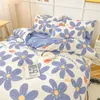 Bedding sets Spring Bedding Set Fashion Cartoon Kids Single Double Queen Size Flat Sheet Duvet Cover Pillowcase Bed Linens Home Textile 231212