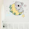 Cartoon Leuke Koala Maan Groene Bladeren Muurstickers voor Kinderkamer Baby Kinderkamer Muurstickers Home Decoratieve Stickers Muurschilderingen