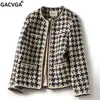 Womens Suits Blazers GACVGA Elegant Weave Plaid Women Blazer With Pocket And Lining Autumn Winter Causal Tweed Coat Office Ladies Suit Jacket 231213