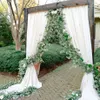 Guirnalda de eucalipto de imitación para boda, 2M, hojas de seda falsas, enredaderas, plantas artificiales, guirnalda verde para el hogar, mesa de boda, decoración de arco 232z