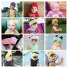 Vinter varm baby turban stickad ull pannband mode virkning blomma huvudkläder flickor hårtillbehör nyfödd spädbarn blommig headwrap bj