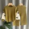 Clothing Sets Children's Girls Sweater Set Baby Top Wide Legged Pants Autumn/Winter Knitwear Fashionable Two Piece