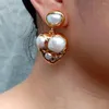 Boucles d'oreilles pendantes YYGEM perle d'eau douce blanche de culture naturelle en forme de coeur bijoux à la mode pour femmes