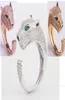 Modna dama mosiężna pełne diamentowe zielone oczy cyrkon głowica 18k złoty ślub zaręczyny otwarte pierścienie 3 Color3814065