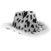 Ball Caps Hat Cows Pattern Women's White Cowgirl Cosplay Raw Edge Party Costume Accessory