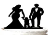 Family Cake Topper Bride and Groom Hand con su lindo Hijo Silhouette de la boda Topper37 Color para la opción 7110520