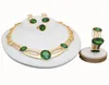 Rose Gold Green Stone Jewelry Set Women Bridal smyckeset Set Luxury Necklace Set in smyckesuppsättningar Stud Drop Earrings Jewellery7452685