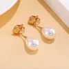 Stud Classic High Quality Big Simulated Water Drop Pearl Clip On Earrings Without Piercing for Women Wedding Party Ear Clips Gift 231212