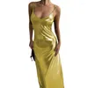 Casual Dresses Bronzing Spaghetti Strap Long For Women Sexy Deep V-neck Backless Solid Color Slim Maxi Dress Party Prom Ladies Vestido