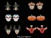 Stud HUANZHI Halloween Dripping Oil Zircon Pearl Pumpkin Skeleton Witch Stud Earring 2208264264300