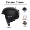 Лыжные шлемы Очки для лыжного шлема, литой ABSPCEPS, высококачественный лыжный шлем для занятий спортом на открытом воздухе, сноуборд и скейтборд, защитный шлем 231212