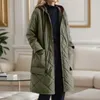 Trenchs de femmes manteaux femmes couleur unie coton veste à capuche poche à glissière dames léger hiver long manteau chaud vêtements de dessus pour femmes