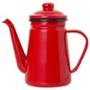 1 1L High-Grade Enamel Coffee Pot Pour over Milk Water Jug Pitcher Barista Teapot Kettle for Gas Stove and Induction Cooker Red247F