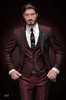 Ethnic Clothing 2023 Arrival Black Lapel Groom Tuxedos Burgundy Men Suits Wedding 3 Pieces Jacket Pant Vest Tie traje De Novio Par 231213