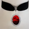 Pendant Necklaces NCEE Gothic Vintage Red Quartz Crystal Necklace Butterfly Vampire Embossed Witch Jewelry Accessories Chokers