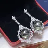 Dangle Earrings JCY Pearl 925 Sterling Silver Black Pearls 10mm Round For Women Fine