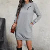 Vestidos casuais moda feminina manga longa botão cor sólida camisola vestido vestidos para mujer elegantes y bonitos vestido feminino