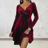 Casual Dresses A Line Women's Solid Color Dress Velvet Sexy & Club Party Long Sleeve Plus Size Formal Midi