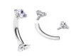 Tragus Earring Internally Thread Cubic Zircon Stainless Steel Curved Barbell Piercing Eyebrow Ring Body Jewelry3921513