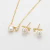 2023 Luxur Designer Pearl Necklace Earrings Set Wedding Statement smycken Pearl Pendant Halsband Ear Rings uppsättningar 2 i 1 Womens smycken födelsedag julklapp