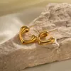 Çember Küpeler Uworld Rust Poşet Paslanmaz Çelik Geometrik Kalp Çabası Kadınlar İçin Altın Renk Pvd Doku Cazibesi Şık Mücevher