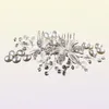 Crystal Flower and Leaf Wedding Hair Comb Silver Hår smycken för bröllopsbrudbrudtärna JCH1002998926