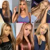 Synthetic Wigs Highlight Brown Straight Lace Front Wig Human Hair Wigs For Women Lace Closure Wig Pre Plucked Honey Blonde Colored Wigs 231211