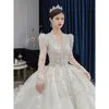 Städtische Sexy Kleider Langarm Winter Hochzeit Kleid 2023 V-ausschnitt Luxus Perlen Prinzen Kleid Vestido De Noiva 231213