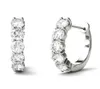 Damesmode Dagelijkse slijtage Huggi 925 Sterling Sier Prong Set Vvs Colorls Witte Moissanite Hoop Earring36651853251620