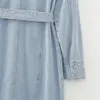 Abiti casual di base UNIZERA2023 Autunno e inverno Abbigliamento da donna Vita Tie Up Pocket Decorazione Camicia a maniche lunghe Abito in denim 231213