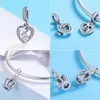 Lösa ädelstenar 925 Sterling Silver Princess Crown Charms Heart Love Lock Feather Clear CZ Pendant Pärlor Fit armbandsmycken